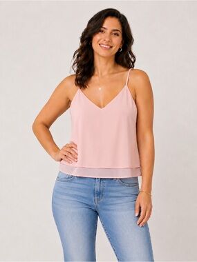 BP Blush Pink Layered Chiffon Cami Tank Top | Medium